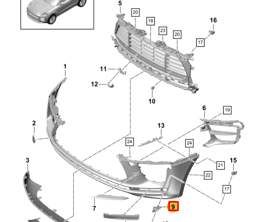 PORSCHE MACAN 95B.2 Let Air Inlet Trim 95B807823B1E0 NEW GENUINE