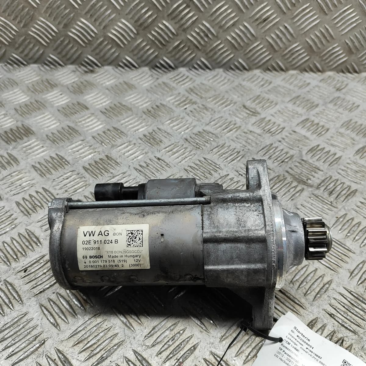 VW GOLF MK7 Starter Motor 02E911024B 2.0 GTI 169KW 2016