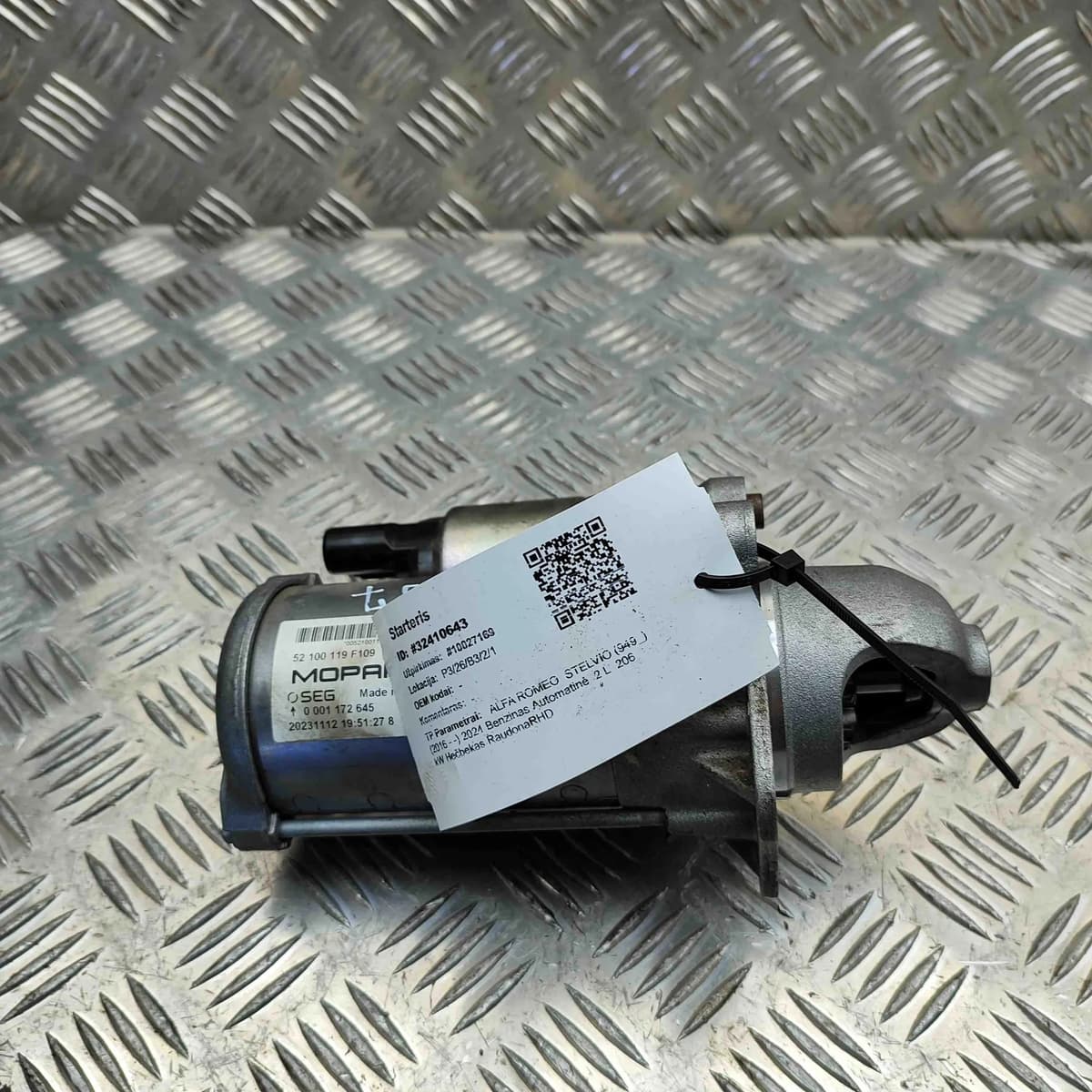 ALFA ROMEO STELVIO 949 Starter Motor 52100119 2.0 Petrol 206kw 2024 32410643