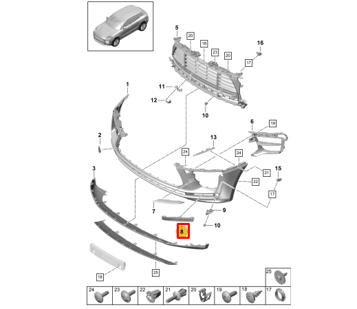 PORSCHE MACAN 95B.2 Front Bumper Left Trim 95B8076591E0 NEW GENUINE