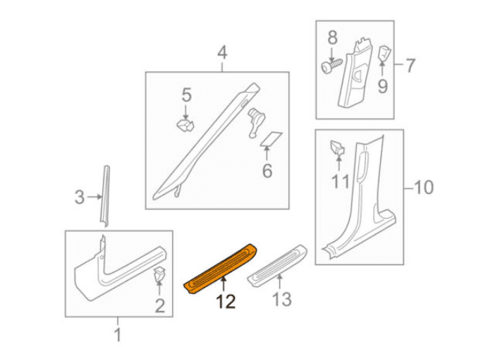 Audi Q5 8R Rear Left Side Interior Sill Strip 8R085337501C NEW GENUINE 2014