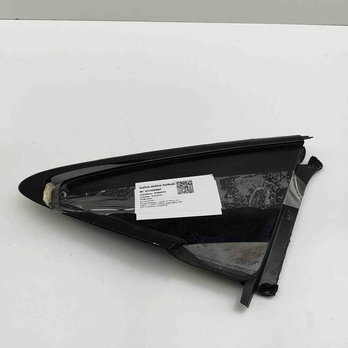 AUDI E-TRON GT Rear Right Quarter Window 4J3845298 2023 31456697