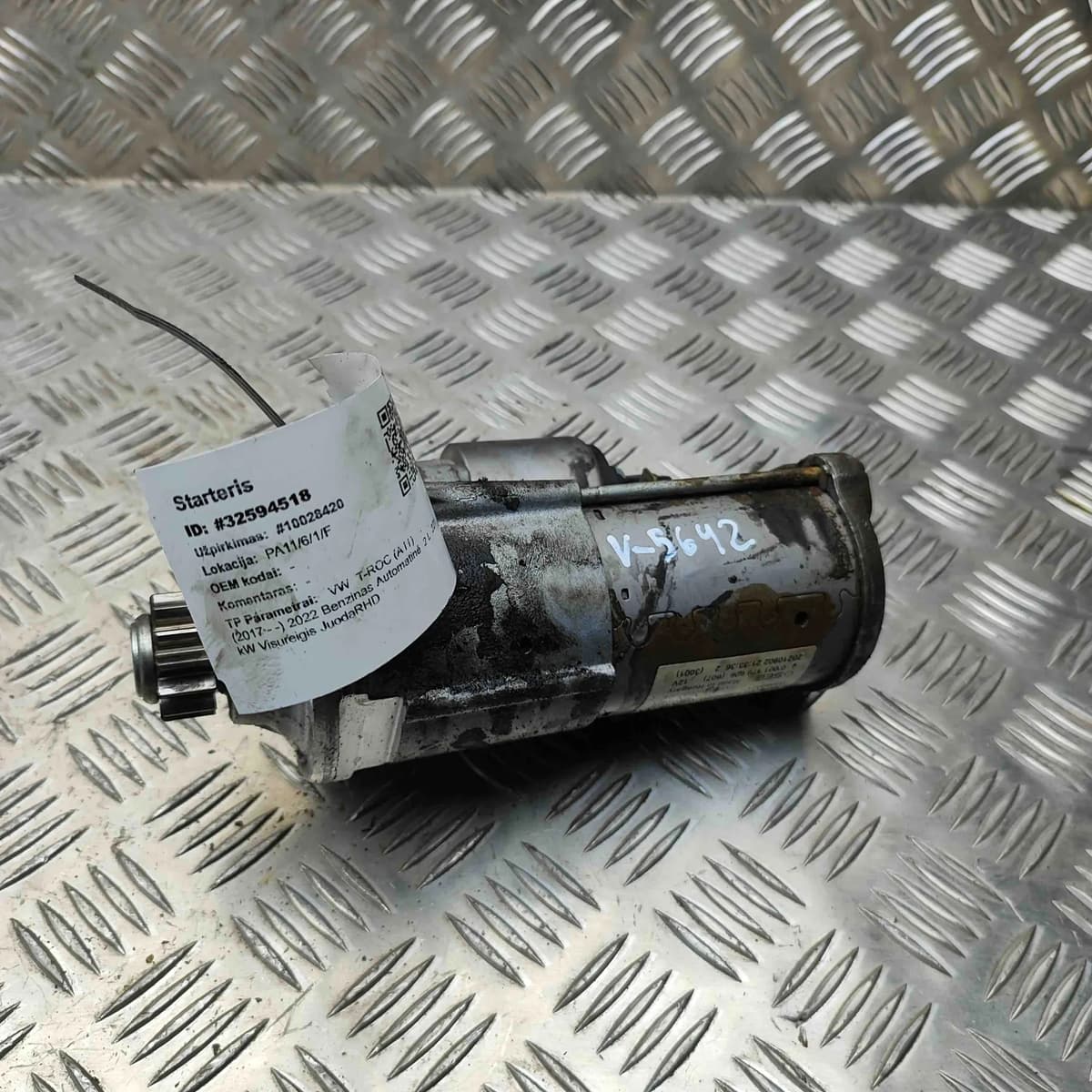 Volkswagen T-ROC A11 Starter Motor 02E911022H 2.0 Petrol 221kW 2022 32594518