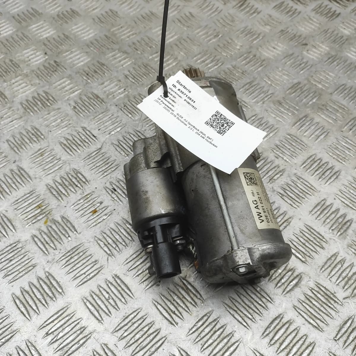 AUDI A3 Sportback 8V MK3 Starter Motor 02E911022H 2.5 Petrol 294kw 2018 35713931